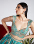 Designer Party Wear Heavy Lehenga Choli Collection Sea Green Organza Lehenga Choli Front View