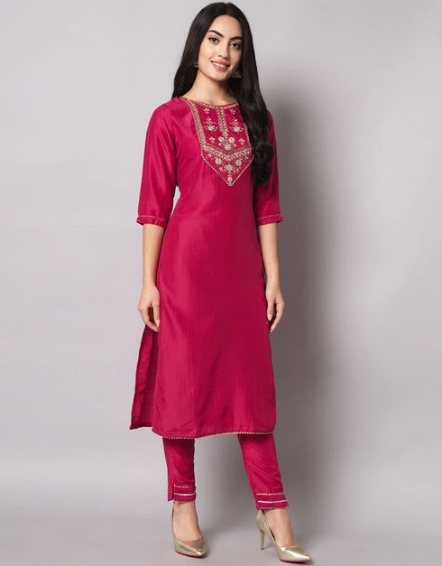 Designer Party Wear Pure Silk Blend Readymade Suit Collection Pink Pure Silk Blend Pant Straight Side View