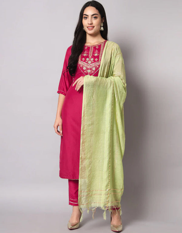 Designer Party Wear Pure Silk Blend Readymade Suit Collection Pink Pure Silk Blend Pant Straight Front View