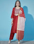 Traditional Function Wear Silk Blend Readymade Suit Cherry Red Silk Blend Pant Straight Front View