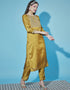 Traditional Function Wear Silk Blend Readymade Suit Mustard Silk Blend Pant Straight Back View
