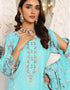 Designer Function Wear Butterfly Net Salwar Suit Collection Sky Blue Butterfly Net Pant Straight Close-up View
