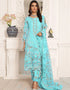 Designer Function Wear Butterfly Net Salwar Suit Collection Sky Blue Butterfly Net Pant Straight Front View