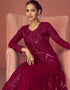 Designer Function Wear Real Georgette Salwar Suit Collection Maroon Real Georgette Pant Anarkali Close-up View