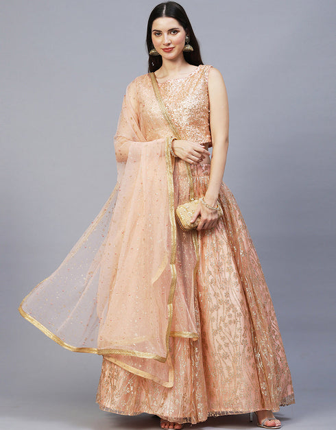 Function Wear Heavy Designer Fancy Lehenga Choli Pink Sequined Fabric Lehenga Choli Front View