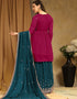 Traditional Party Wear Faux Georgette Salwar Suit Pink Faux Georgette Lehenga Suit Back View