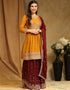 Traditional Party Wear Faux Georgette Salwar Suit Yellow Faux Georgette Lehenga Suit Close-up View