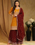 Traditional Party Wear Faux Georgette Salwar Suit Yellow Faux Georgette Lehenga Suit Front View