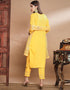 Traditional Function Wear Heavy Cotton Readymade Suit Yellow Heavy Cotton Pant Straight Back View