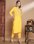 Traditional Function Wear Heavy Cotton Readymade Suit Yellow Heavy Cotton Pant Straight Side View