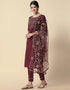 Traditional Function Wear Heavy Cotton Readymade Suit Purple Heavy Cotton Pant Straight Close-up View