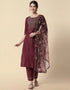Traditional Function Wear Heavy Cotton Readymade Suit Purple Heavy Cotton Pant Straight Front View