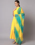 Traditional Function Wear Viscose Rayon Readymade Suit Yellow Viscose Rayon Pant Straight Close-up View