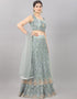 Designer Wedding Wear Heavy Net Lehenga Choli Collection Grey Net Lehenga Choli Back View