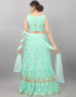 Designer Wedding Wear Heavy Net Lehenga Choli Collection Turquoise Net Lehenga Choli Close-up View