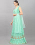 Designer Wedding Wear Heavy Net Lehenga Choli Collection Turquoise Net Lehenga Choli Back View