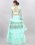 Designer Heavy Lehenga Choli Collection Turquoise Net Lehenga Choli Close-up View