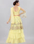 Designer Heavy Traditional Salwar Kameez Yellow Net Lehenga Choli Close-up View