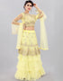 Designer Heavy Traditional Salwar Kameez Yellow Net Lehenga Choli Back View