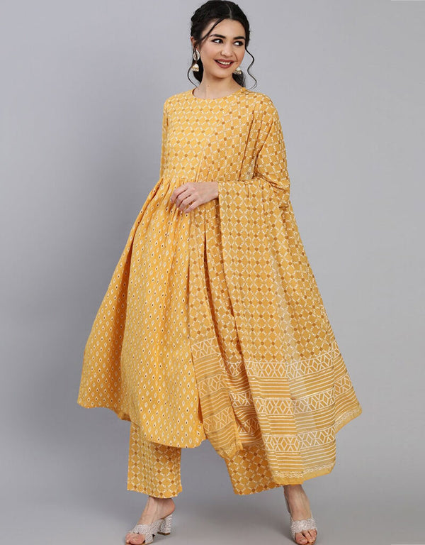 Orange Pure Cotton Kurti Palazzo