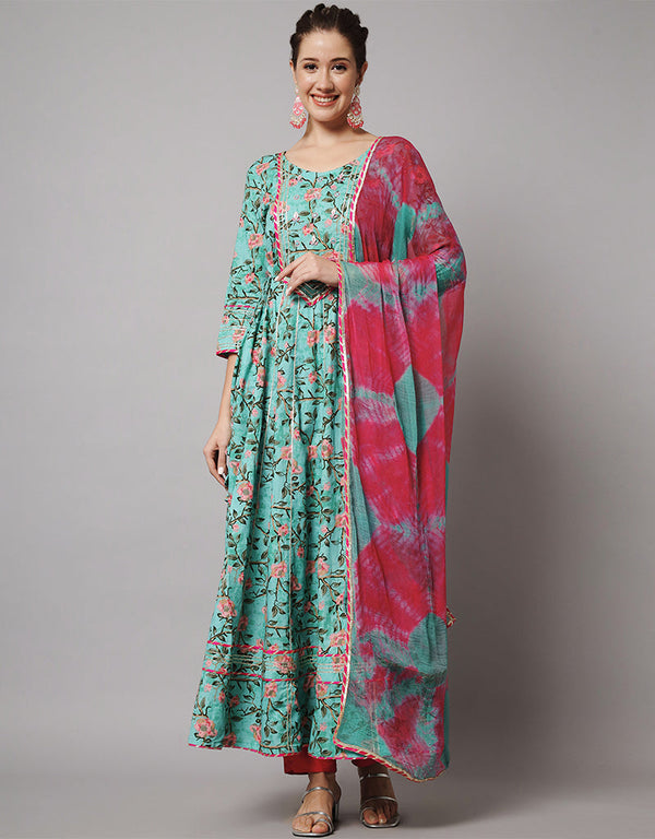 Traditional Function Wear Heavy Viscose Rayon Readymade Suit Multi Viscose Rayon Pant Straight Front View