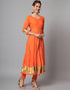 Traditional Function Wear Heavy Viscose Rayon Readymade Suit Orange Viscose Rayon Pant Straight Back View