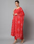 Traditional Function Wear Heavy Viscose Rayon Readymade Suit Red Rayon Pant Straight Close-up View