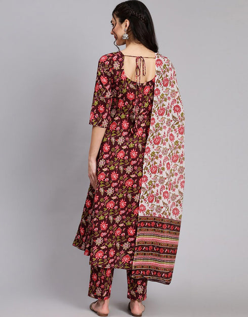 Maroon Pure Cotton Kurti Pant Closure View