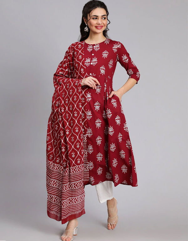 Red Pure Cotton Kurti Pant
