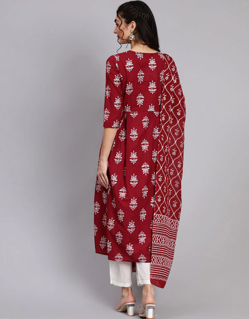 Red Pure Cotton Kurti Pant Closure View