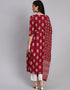 Red Pure Cotton Kurti Pant Closure View