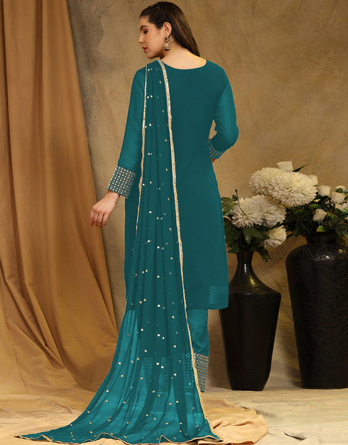 Traditional Party Wear Faux Georgette Pakistani Suit Morpichh Faux Georgette Pant Pakistani Suit Back View