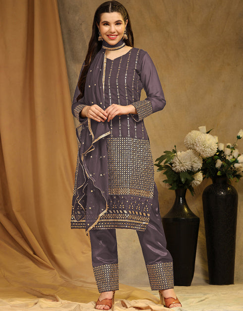 Traditional Party Wear Faux Georgette Pakistani Suit Chocolate Faux Georgette Pant Pakistani Suit Front View