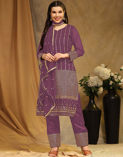 Traditional Party Wear Faux Georgette Pakistani Suit Brown Faux Georgette Pant Pakistani Suit Front View