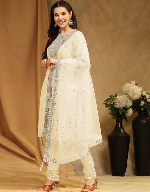 Traditional Party Wear Faux Georgette Pakistani Suit Yellow Faux Georgette Pant Pakistani Suit Close-up View