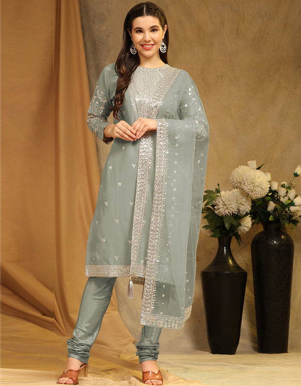 Traditional Party Wear Faux Georgette Pakistani Suit Pista Faux Georgette Pant Pakistani Suit Front View