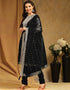 Traditional Party Wear Faux Georgette Pakistani Suit Black Faux Georgette Pant Pakistani Suit Close-up View