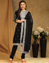 Traditional Party Wear Faux Georgette Pakistani Suit Black Faux Georgette Pant Pakistani Suit Front View