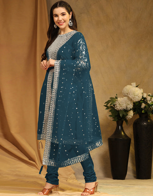 Traditional Party Wear Faux Georgette Pakistani Suit Morpichh Faux Georgette Pant Pakistani Suit Close-up View