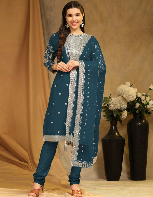 Traditional Party Wear Faux Georgette Pakistani Suit Morpichh Faux Georgette Pant Pakistani Suit Front View
