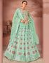 Designer Wedding Wear Heavy Lehenga Choli Collection Sea Green Premium Georgette Lehenga Choli Front View
