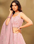 Designer Wedding Wear Heavy Lehenga Choli Collection Pink Net Lehenga Choli Back View