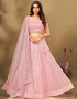 Designer Wedding Wear Heavy Lehenga Choli Collection Pink Net Lehenga Choli Front View