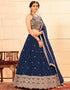 Designer Wedding Wear Heavy Lehenga Choli Collection Navy Blue Faux Georgette Lehenga Choli Close-up View