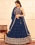 Designer Wedding Wear Heavy Lehenga Choli Collection Navy Blue Faux Georgette Lehenga Choli Front View