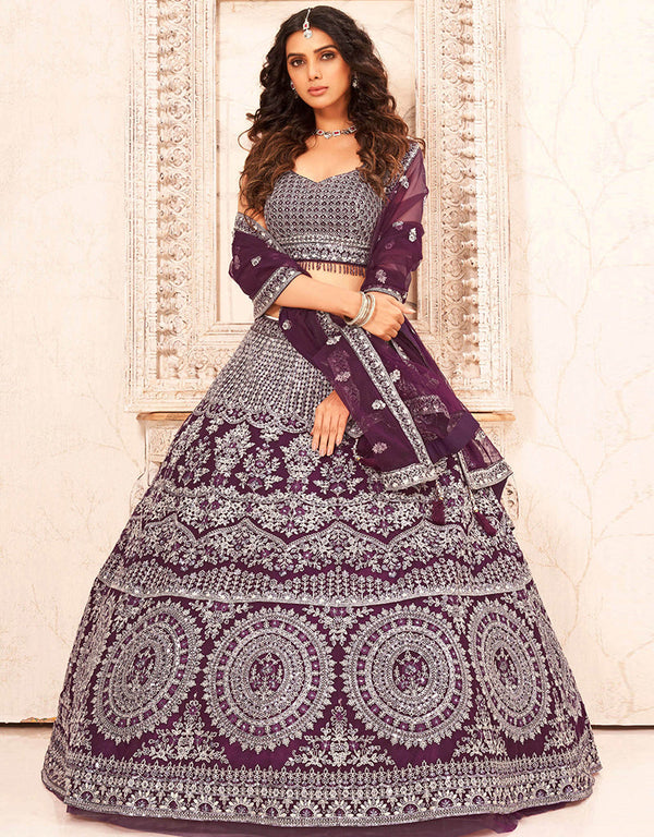 Designer Wedding Wear Heavy Lehenga Choli Collection Multi Soft Net Lehenga Choli Front View