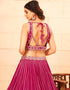 Designer Wedding Wear Heavy Lehenga Choli Collection Rani Pink Faux Georgette Lehenga Choli Front View