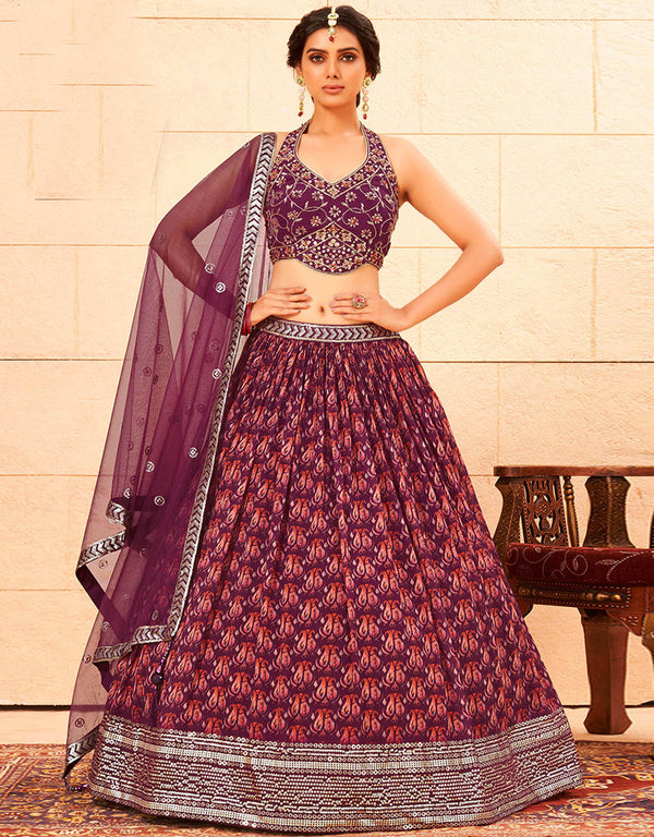 Designer Wedding Wear Heavy Lehenga Choli Collection Multi Faux Georgette Lehenga Choli Front View