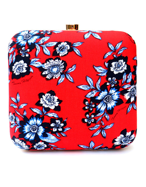 Cream Designer Printed Heavy Clutches-Accessories