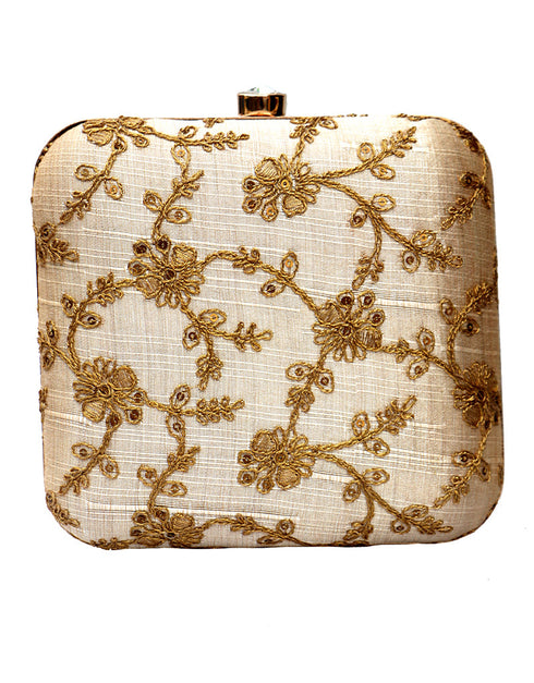 Golden Designer Printed Heavy Clutches-Accessories